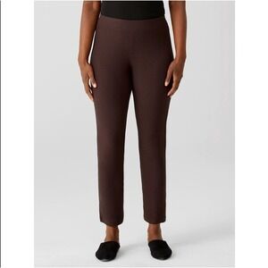 Eileen Fisher Womens Washable Stretch Crepe Pull-On Slim Pants Size Medium Brown